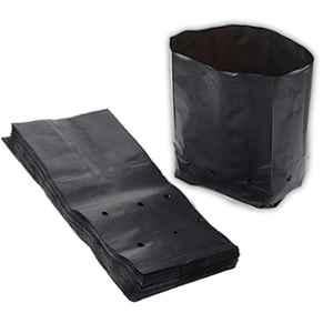 Singhal 8x9 inch Polypropylene Black Round Grow Bag for Home Garden & Nursery (Pack of 10)