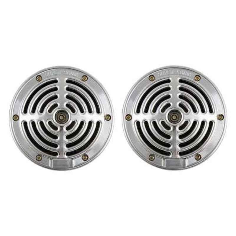 AllExtreme 2 Pcs Small Silver Grill Horn Set