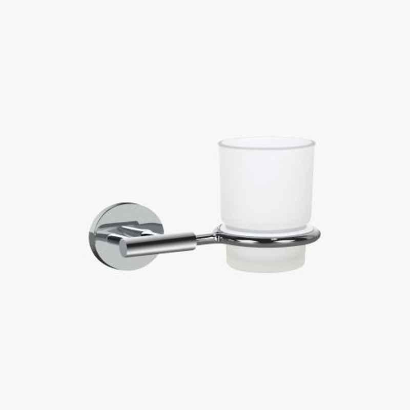 Kerovit Silver Chrome Finish Round Range Wall Mounted Tumbler Holder with Twin Arms, KA920006