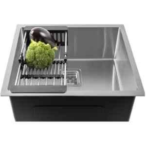 Fossa FS-01 18x16x9 inch Stainless Steel Matt Finish Silver Single Bowl Handmade Kitchen Sink