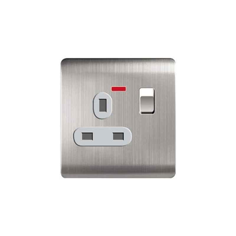 Milano 13A Silver Socket with Neon, 210800600009