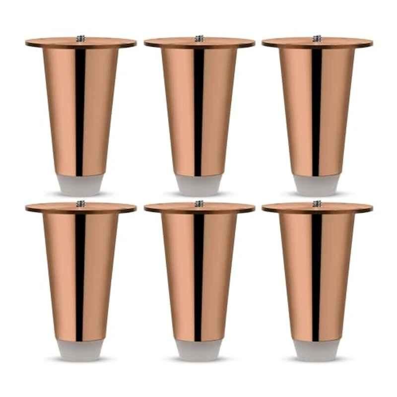 Plantex 4 inch Stainless Steel Rose Gold PVD Finish Sofa Legs with Rubber Grip (Pack of 6)