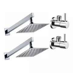 Fastgear 4 Pcs Turbo Stainless Steel Silver Chrome Finish Faucet Set with Shower, FG134