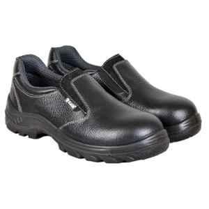 Zain Safety S1-SRA ZM-08 Genuine Leather Steel Toe Black Safety Shoes, Size: 10