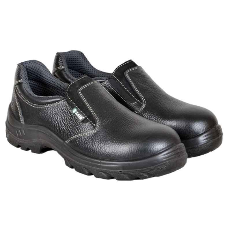 Zain Safety S1-SRA ZM-08 Genuine Leather Steel Toe Black Safety Shoes, Size: 10