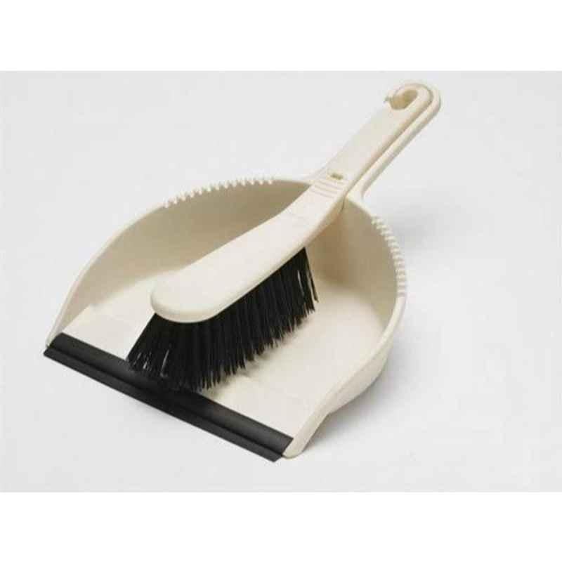 Addis Rubber & Nylon Linen Cream Dustpan and Stiff Brush Set