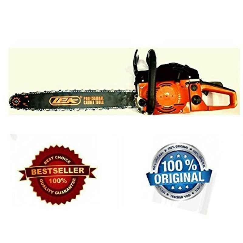 Krost Metal Lek Guide Bar Fuel Chainsaw 58 Cc-2 Stroke With Safety Goggle And Hand Gloves (Orange Black)