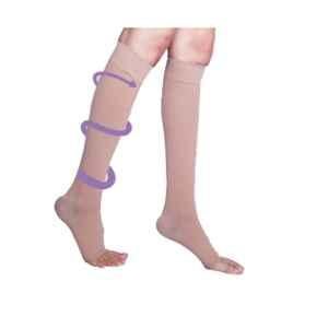 Medical Compression Stocking - Class 2 Knee Length | Mild Support |  Improves Blood Circulation | Swollen | Tired | Aching Legs (Beige)