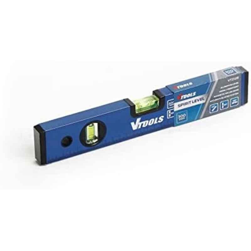 VTOOLS 300mm Blue Aluminium & Acrylic Shock Resistant Magnetic Spirit Level, VT2128