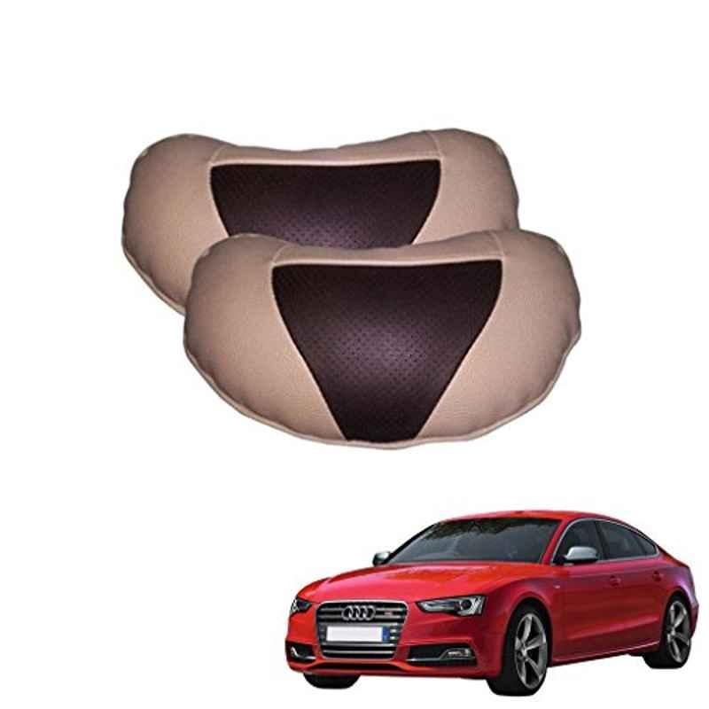 Kozdiko 2 Pcs Brown & Beige Neck Rest Set for Audi S5, koz_37987