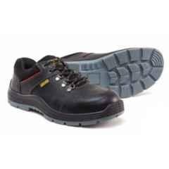 Jama Kingson Genuine Leather Double Density PU Low Ankle Alabama Print Black Safety Shoes, JB-009, Size: 7