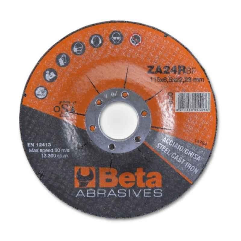 Beta 11050 115x6.5x22.23mm ZA24R Abrasive Steel Grinding Disc with Zirconia Abrasive & Depressed Centre, 110500115