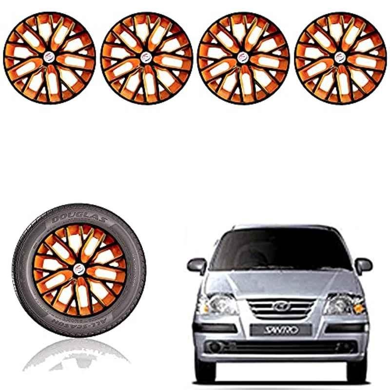Auto Pearl 13 inch ABS Black & Orange Press Type Car Hub Cap Wheel Cover for Santro