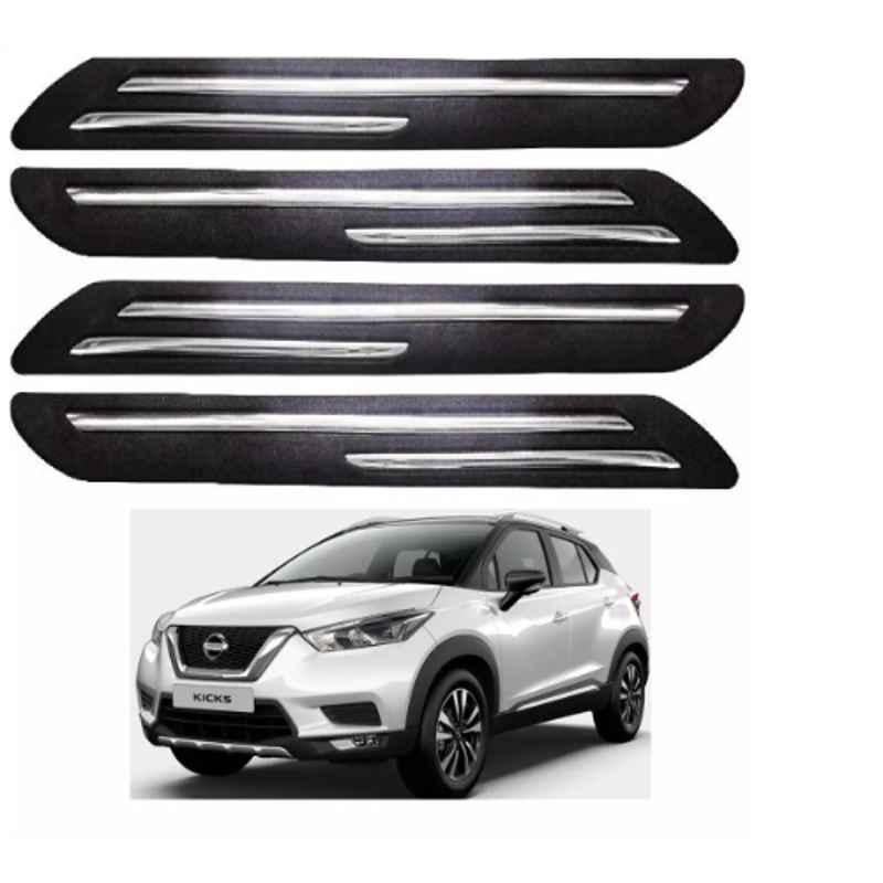 Sca Rubber Car Side Bumper Protector Guard with Double Chrome Strip for Nissan Kicks All Model Black Set Of 4, SCA-6XW3P1