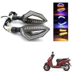 Kozdiko 4 Pcs Bike D Shaped 9 LED Front & Rear Side Turn Signal Indicator Light Set for Honda New Activa