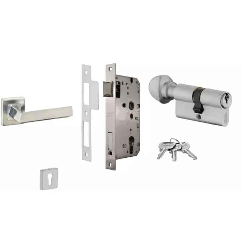 Dorset ML Series Fabio 70mm Stainless Steel Silver Chrome Finish Door Handle Lock Set with Knob & Key