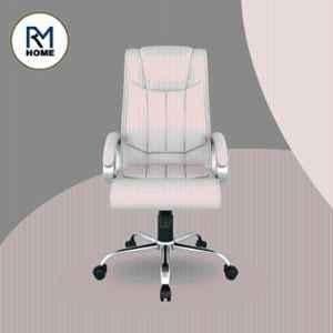 RM HOME Linea PU Leather High Back Beige Ergonomic Revolving Chair