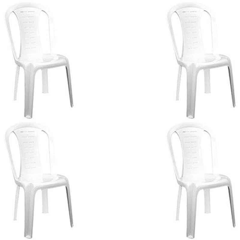 Italica Polypropylene White Luxury Arm Chair, 9312-4 (Pack of 4)