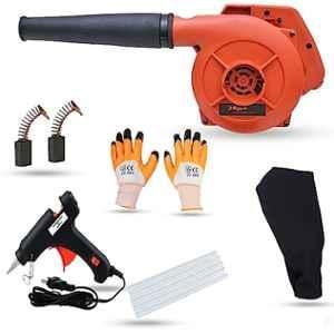 Hillgrove 800W Plastic Red Electric Air Blower with Carbon Brushes, Gloves, Glue Gun & 5 Pcs Glue Sticks, HGCM1120