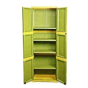 Cello Novelty 14.6x23.4x71.5cm Plastic Green & Yellow Large Cupboard with Lock