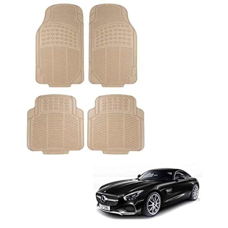 Kozdiko 4 Pcs Rubber Beige Car Simple Floor Mat Set for Mercedes Benz AMG-GT