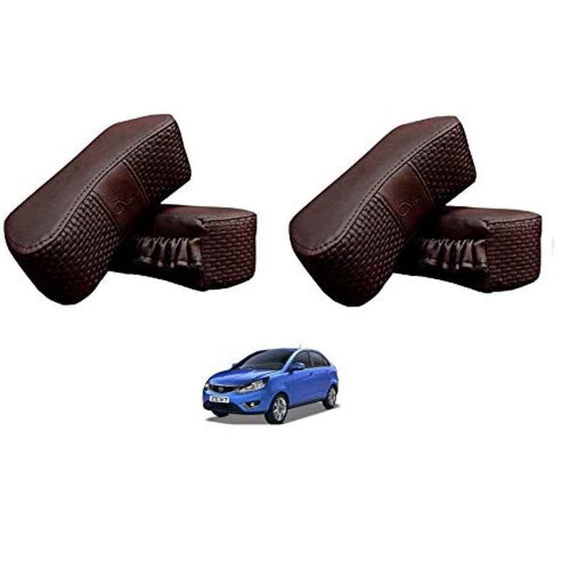 Kozdiko 4 Pcs CV Designer Cola Leatherite Neck Rest Car Cushion Pillow Set for Tata Zest