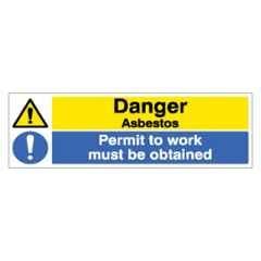 SUNSIGNS 450x150mm Vinyl Danger Asbestos Permit to Work Must be Obtained Signage, SN0143VNLOTHPIXAL