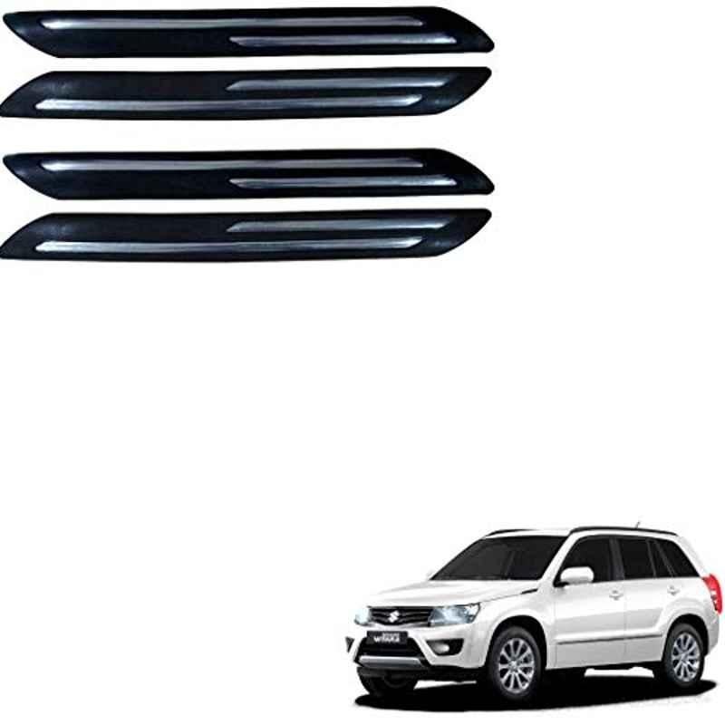 Kozdiko 4 Pcs PVC Black Double Chrome Finish Car Bumper Protector Set for Maruti Suzuki Grand Vitara