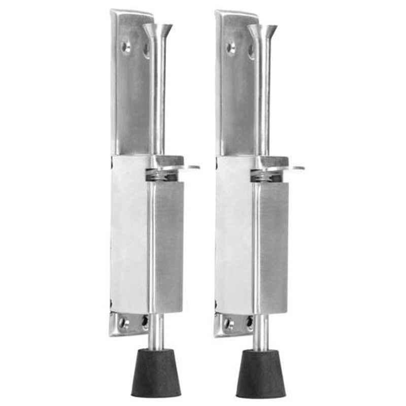 Nixnine Stainless Steel Foot Operated Floor Door Stopper with Rubber, SRNG_A-602_2PS (Pack of 2)