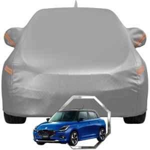 Allextreme Polyester Grey Highlighter Car Cover with Mirror Pocket & Triple Stitched Bottom Elastic for Maruti Suzuki Swift All Model & Years, MAR-SUZ-SWIFT-GRY