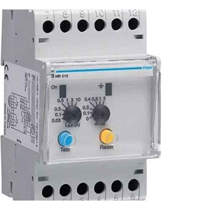 Hager 0.03-10A 276V Earth Leakage Relay Adjustable, HR510