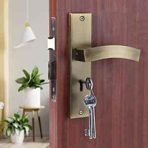 Saze 8 inch Stainless Steel Antique Matt Finish Silver Key Plate Mortise Door Lock Pull Handle Set, LB-10002