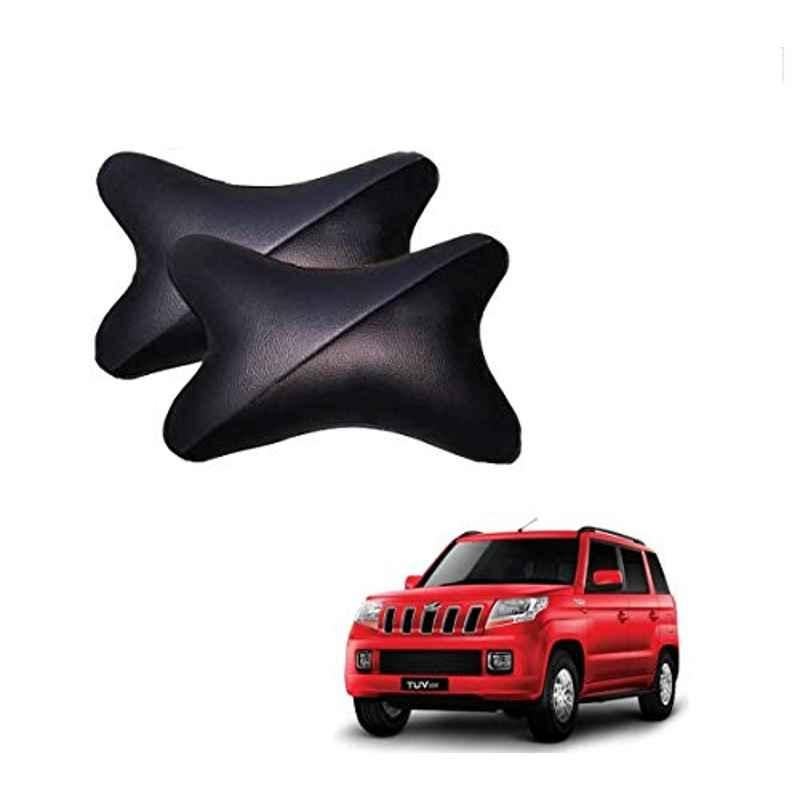 Kozdiko 2 Pcs Memory Foam Grey & Black Car Neck Rest Cushion Pillow Set for Mahindra TUV-300