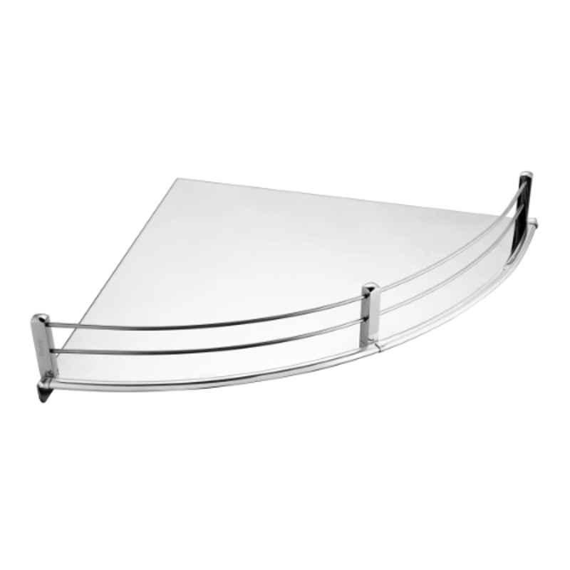 Ruhe 12 inch Stainless Steel Round Bathroom Shelf Tray, 12-1601-01