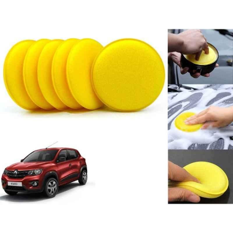 Auto Pearl Polyurethane Beige Washing & Waxing Polish Foam Sponge for Kwid (Pack of 6)