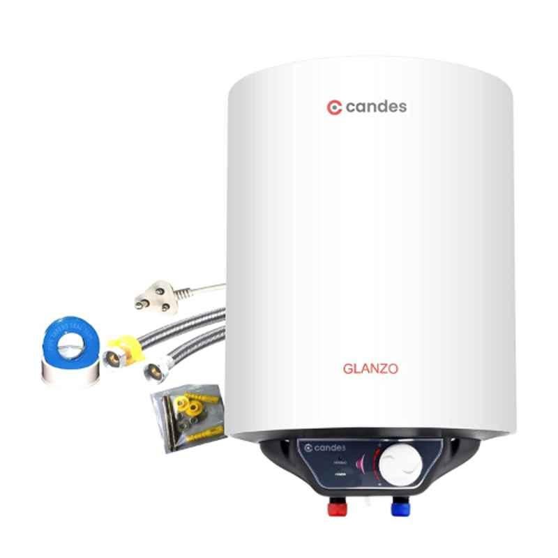 Candes Glanzo 10L 2000W Metal White 5 Star Glass Line Automatic Storage Electric Water Heater, 10Glanzo1CC