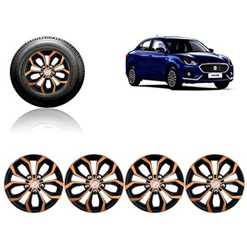 Auto Pearl 4 Pcs 14 inch ABS Black & Copper Wheel Cover Set Maruti Suzuki Swift Dzire 2017