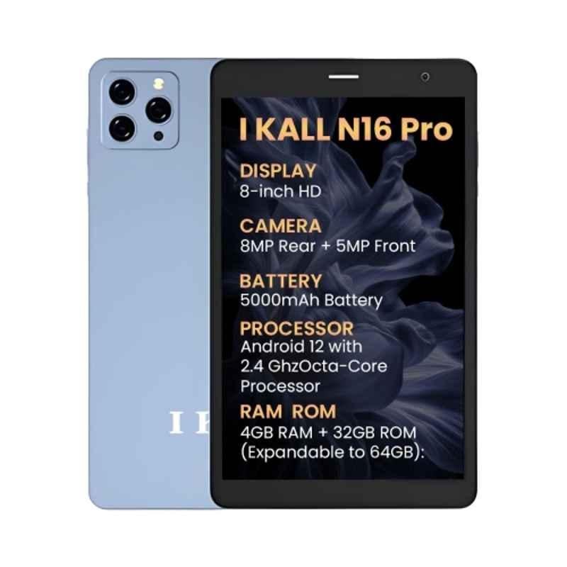 I Kall N16 Pro 4GB/32GB 8 inch Blue 4G Smart Tablet with FHD Display, Android 12 & 5000mAh Battery