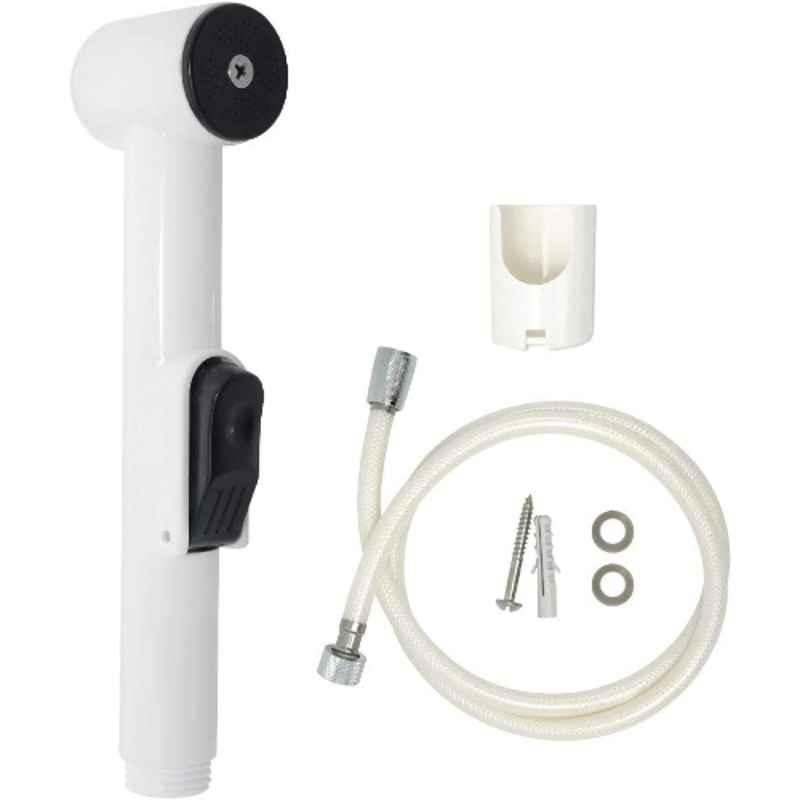 Uni flo Plastic White Handheld Bidet Sprayer with Hose & Wall Holder Set, 249074