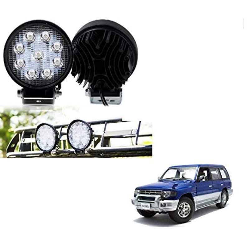 Kozdiko 2 Pcs 27W 4 inch 9 LED Waterproof Round White Fog Light Set with Mounting Brackets for Mitsubishi Pajero, kozd_20070