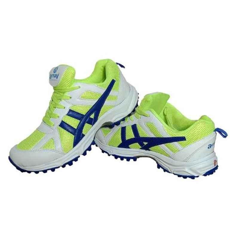 Arnav PVC White & Green Men Cricket Shoes, OSB-905002_CR_8, Size: 8