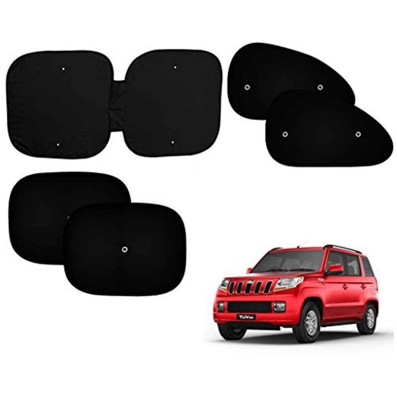 Auto Pearl 5 Pcs PVC & Mesh Black Window & Front Sun Shade Set for Mahindra TUV-300