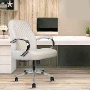 Rose Big Bucket Faux Leather White Medium Back Revolving Executive Office Chair