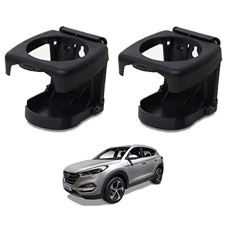 Kozdiko Plastic Black Foldable Car Drink Holder for Hyundai Tucson (Pack of 2)