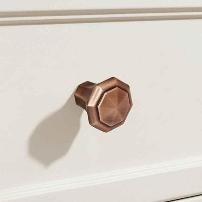 Plantex Knobs for Drawer/Octagon Shape Drawer Knobs/Knobs for Cabinets/Pull-Push Knobs for Kitchen/Bedroom Drawer DTK-302, Antique Copper