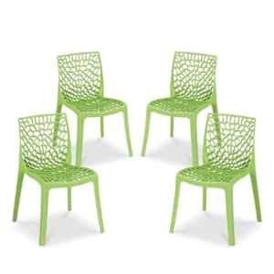 Maharaja Wave 43x79.5x49cm Plastic Green Outdoor Chair without Arm Rest (Pack of 4)