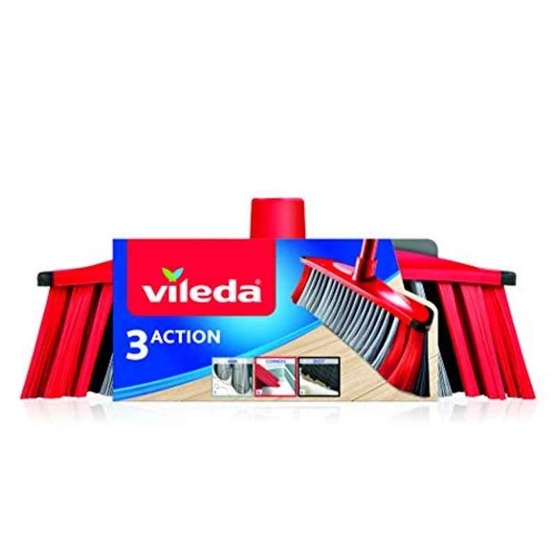 Vileda 3 Action Polyethylene Indoor Floor Broom with Stick Set, 142156