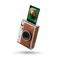 Fujifilm Instax Mini Evo 28mm Premium Edition Brown Hybrid Instant Camera with 20 Shots of Stone Gray Film & 100 Different Expressions, EXD 16812508