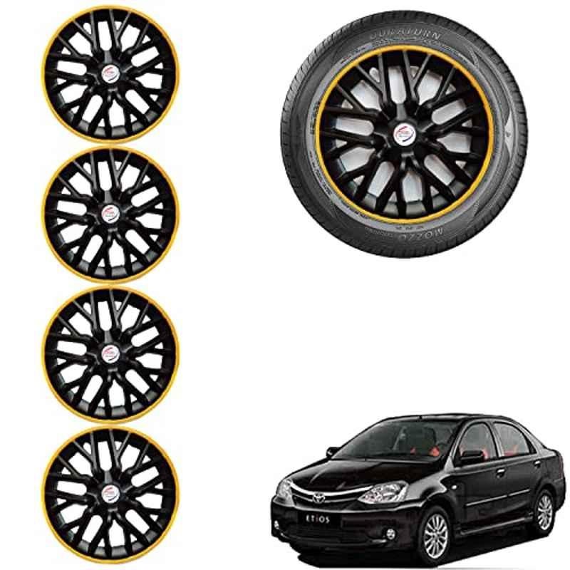 Auto Pearl 4 Pcs 14 inch ABS Black & Yellow Car Wheel Cover Set for Toyota Etios