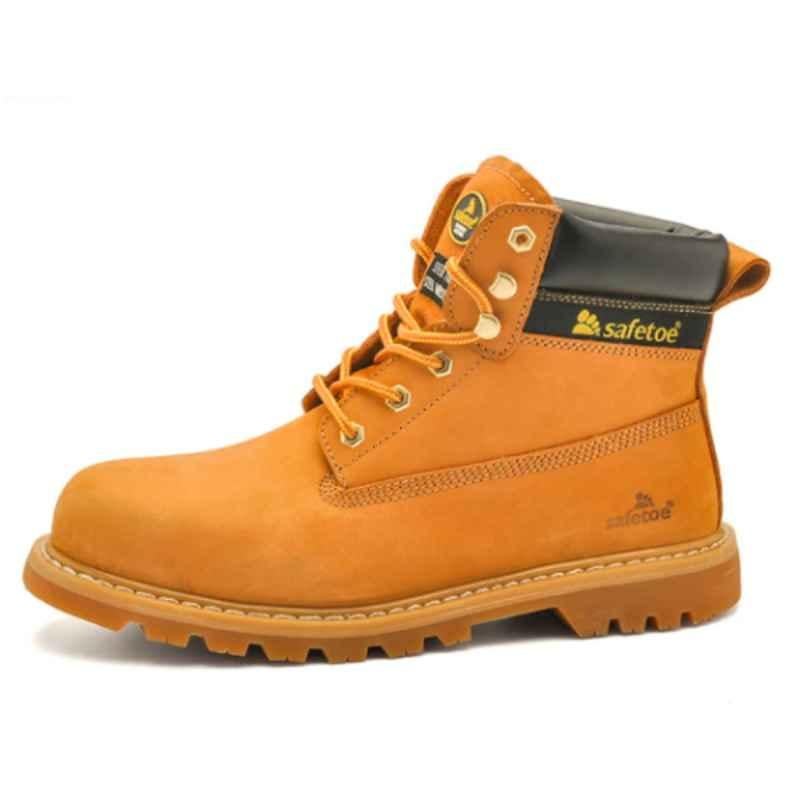 Safetoe Best Cat S502013108 High Ankle Steel Toe Honey Leather Safety Shoes, Size: 45